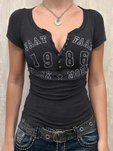 Devine Letter Notched Short Sleeve T-Shirt OutfitFlow